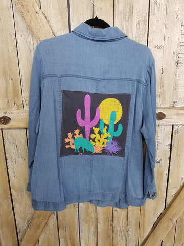 Repurposed Denim Shirt with Desert Patch