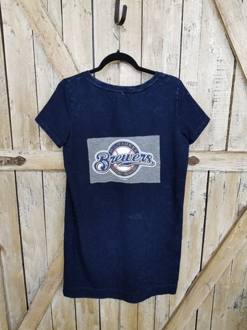 Repurposed Dress with Gray Brewers Patch