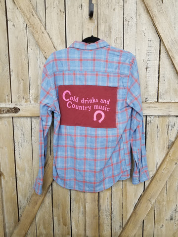 Repurposed Flannel Shirt with Country Music Patch