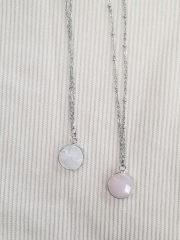 Silver Round Quartz Necklace