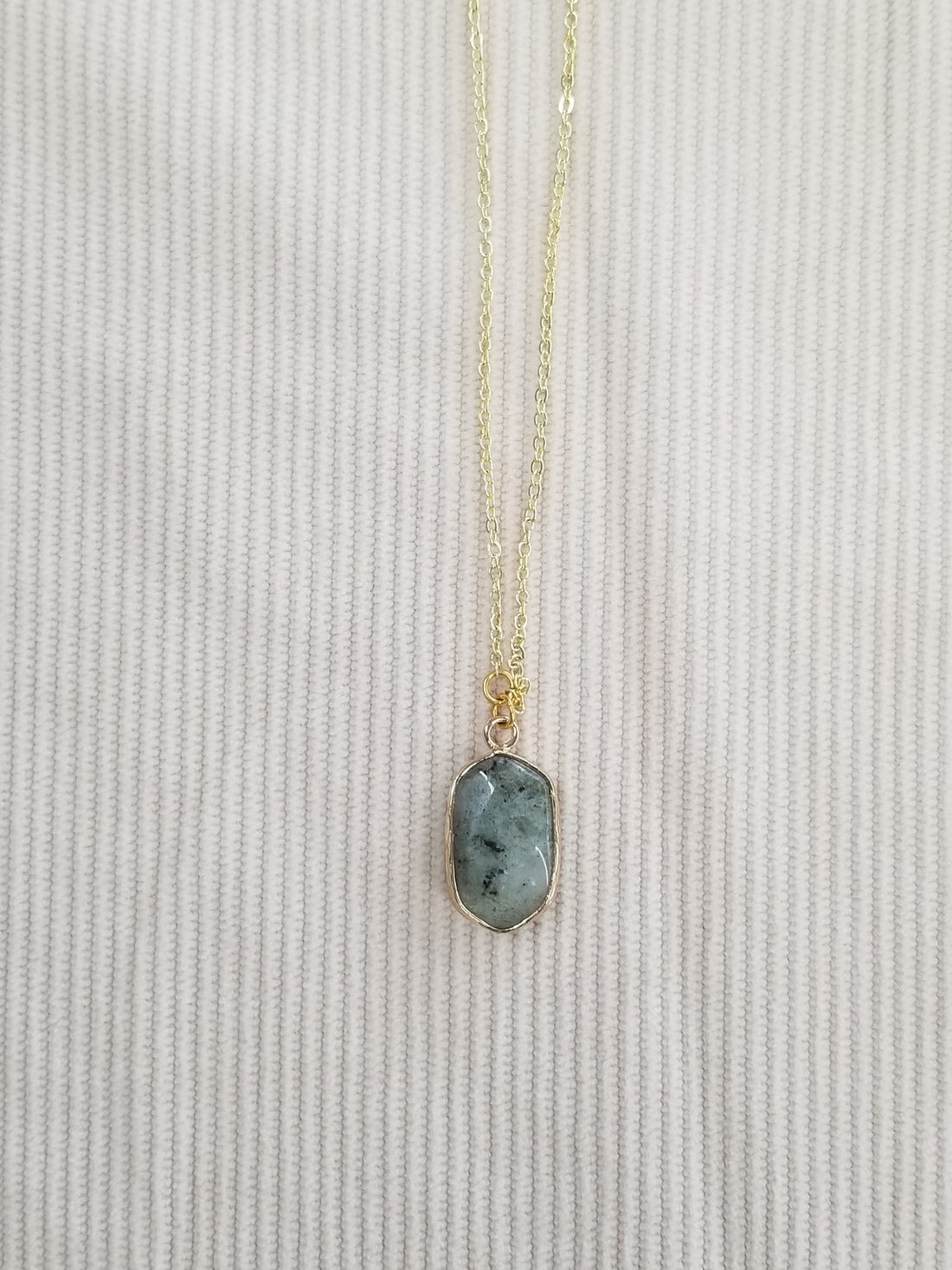 Gold Marbled Gray Stone Necklace