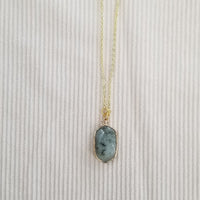 Gold Marbled Gray Stone Necklace