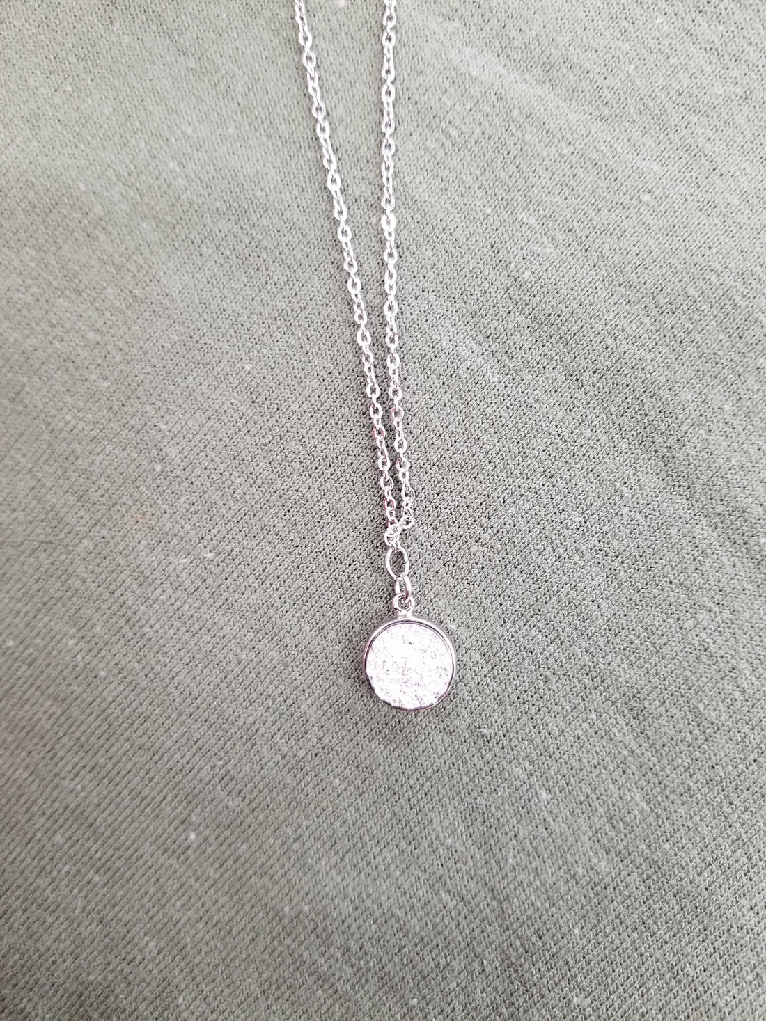 Silver Dainty Round Druzy Necklace
