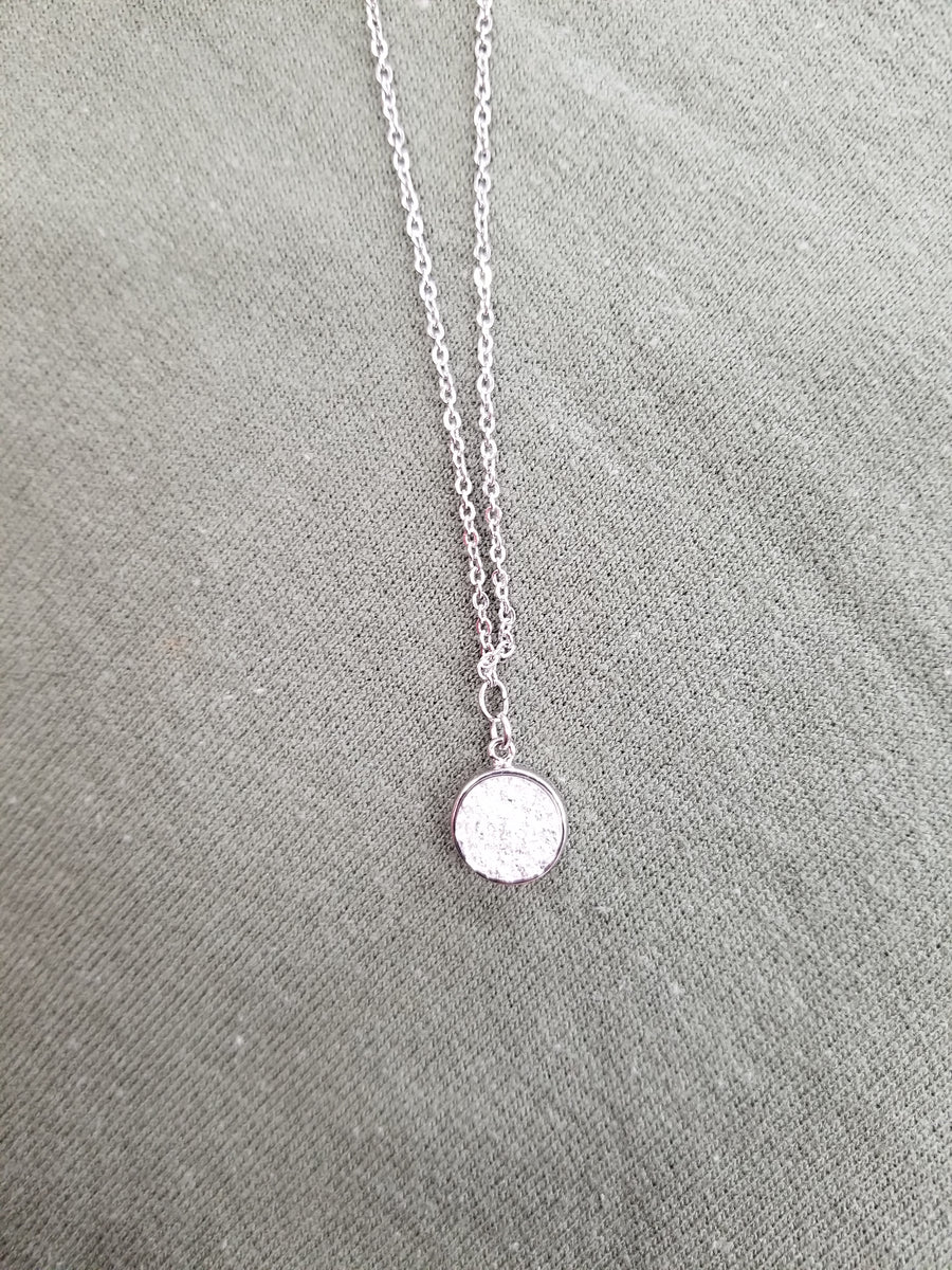 Silver Dainty Round Druzy Necklace