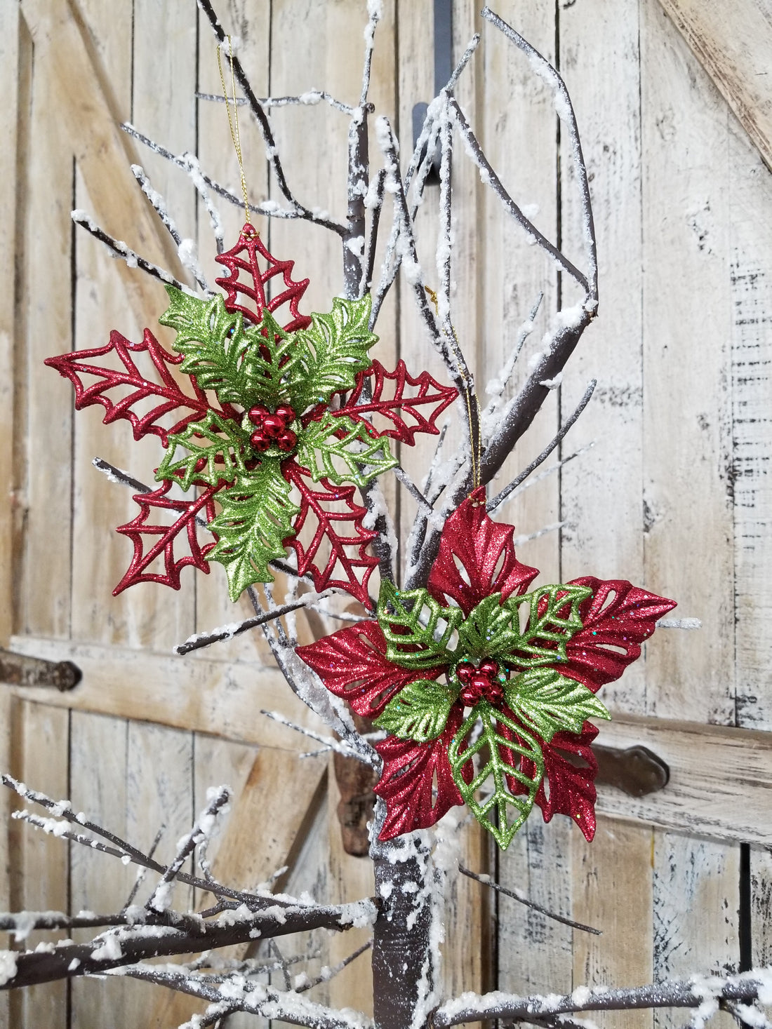 Red + Green Poinsettia Ornament