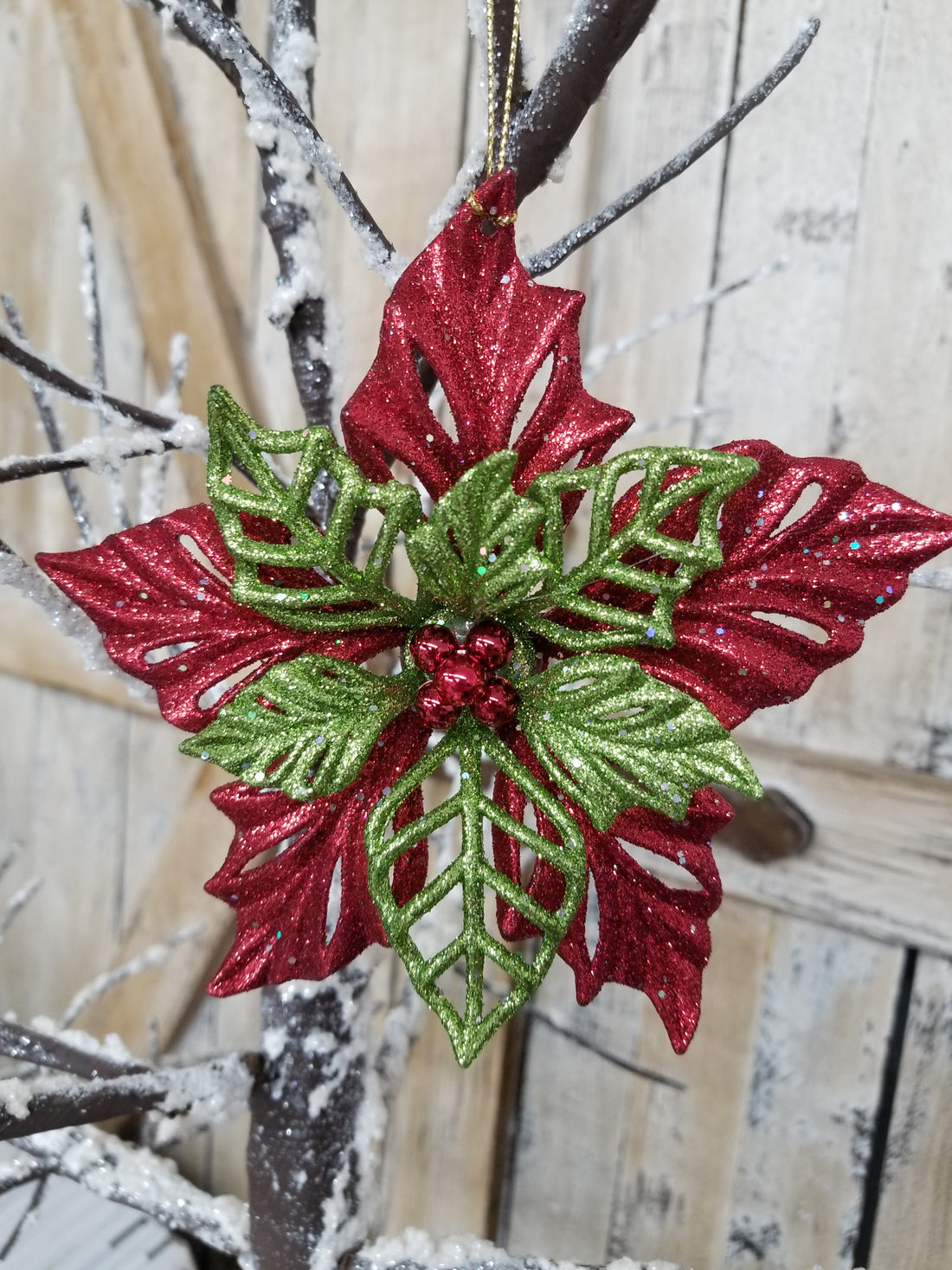 Red + Green Poinsettia Ornament