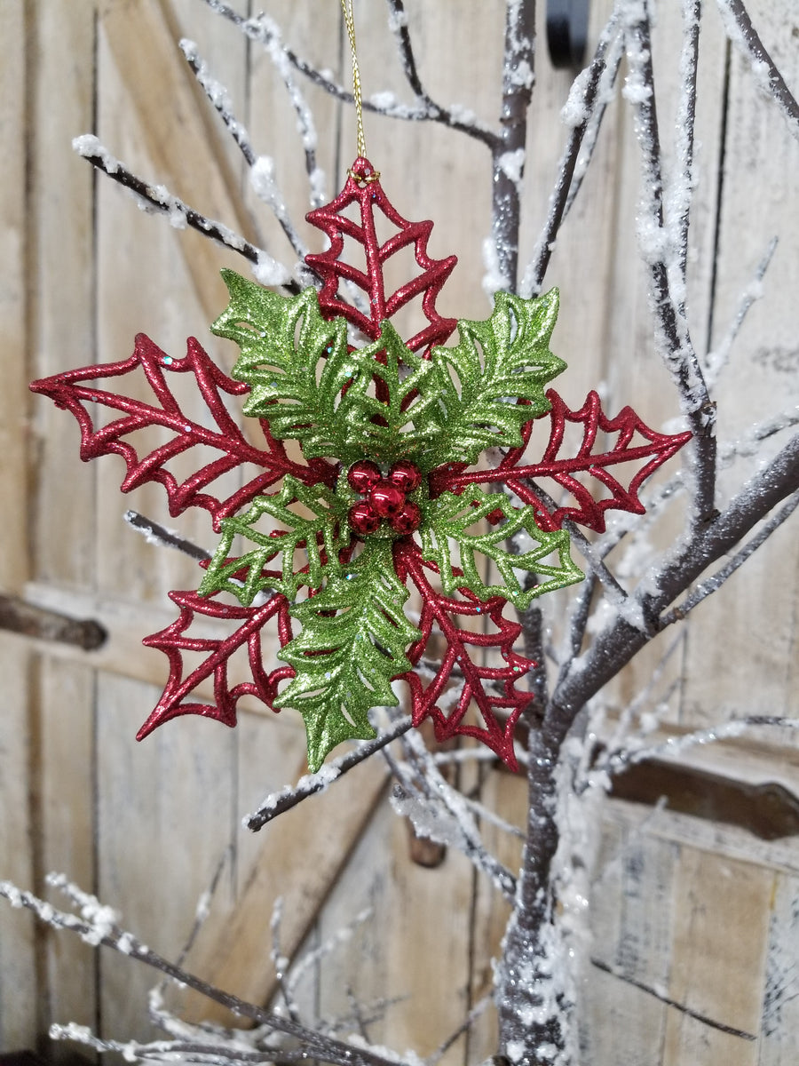 Red + Green Poinsettia Ornament