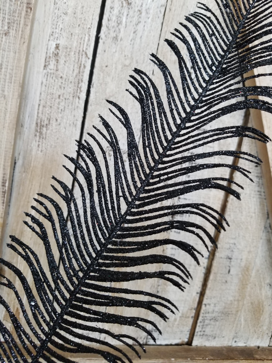Black Glitter Feather Pick