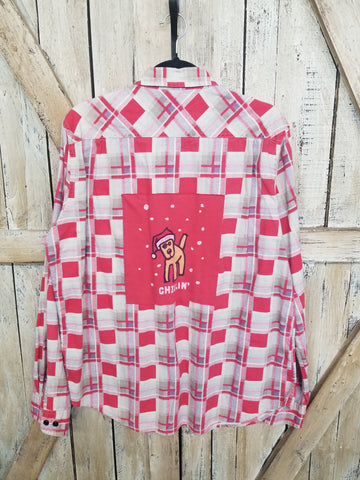Repurposed Flannel with Chillin' Dog Patch