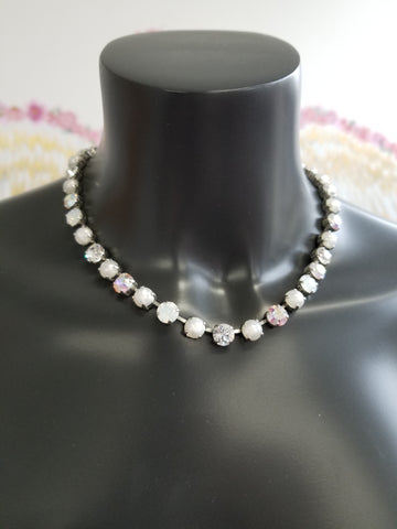 Silver / White / Iridescent / Pearlized Classic Crystal Necklace Choker