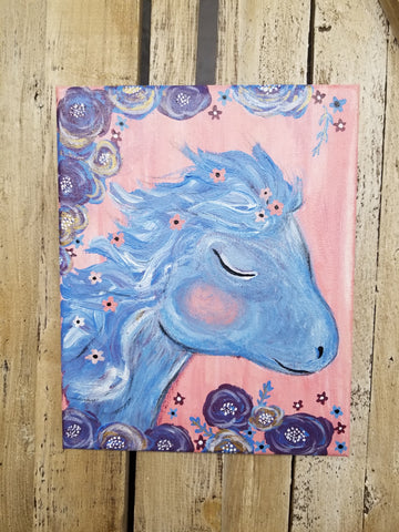 Blushing Blue Pony Painting