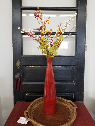 Tall Red Wood Vase