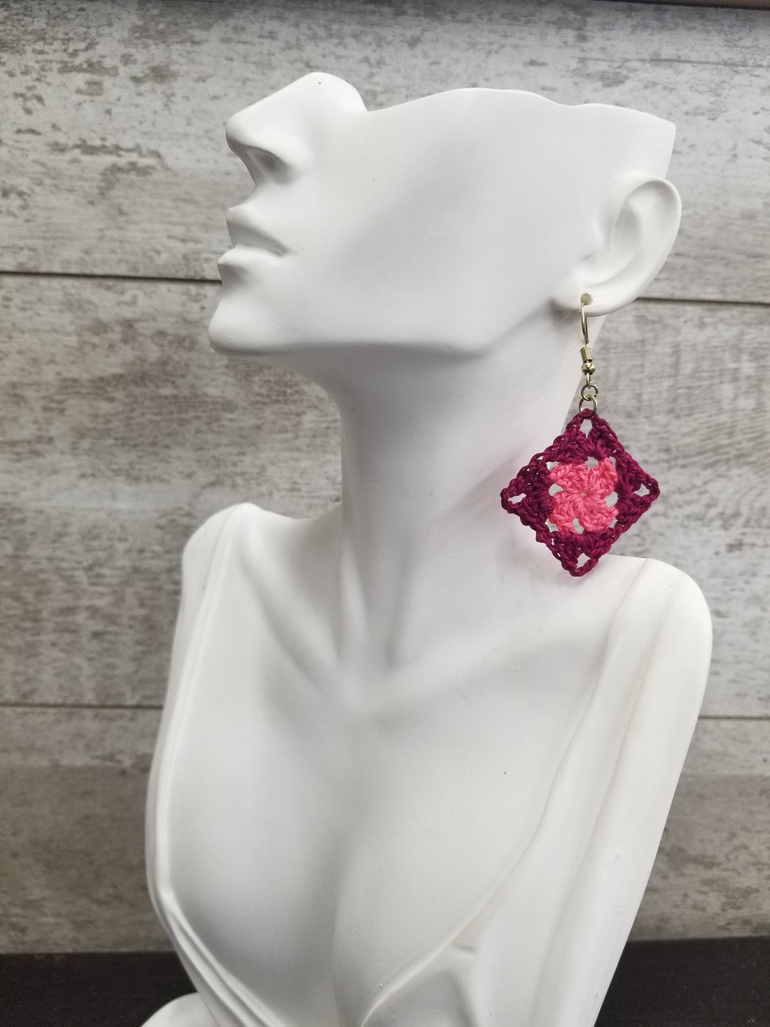 Pink & Berry Diamond Crochet Earrings
