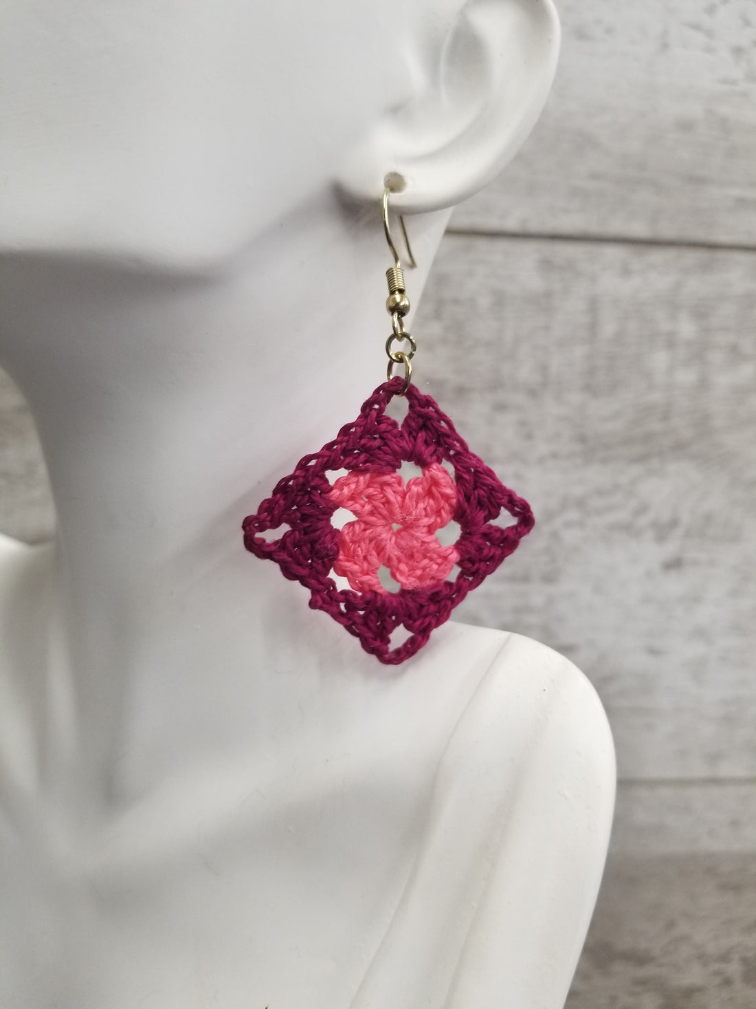 Pink & Berry Diamond Crochet Earrings
