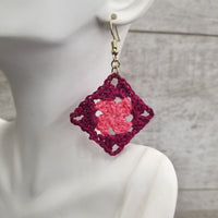Pink & Berry Diamond Crochet Earrings