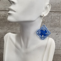 Light & Dark Blue Diamond Crochet Earrings