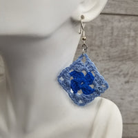 Light & Dark Blue Diamond Crochet Earrings