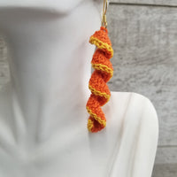 Orange Spiral Crochet Earrings