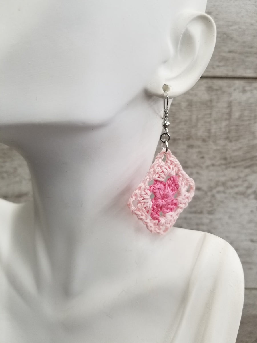 Multi Pink Diamond Crochet Earrings