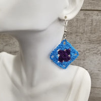 Blue & Purple Diamond Crochet Earrings