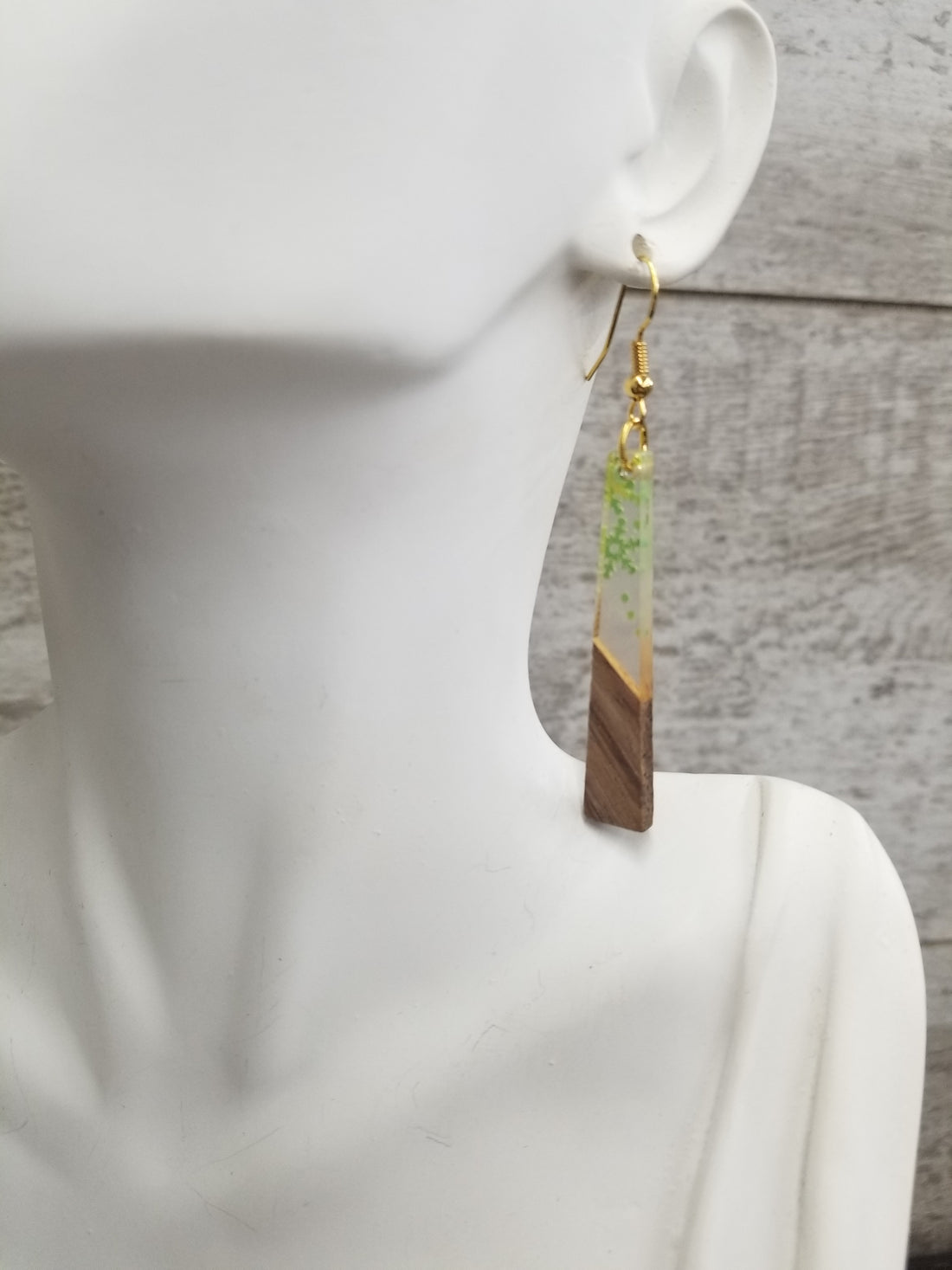 Clear + Snowflake Tapered Resin Drop Earrings