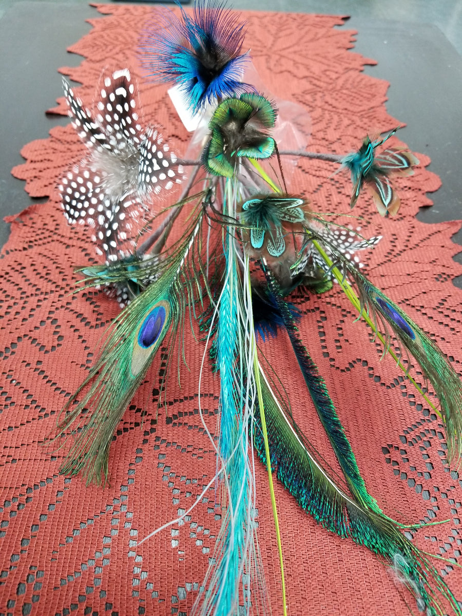 Pheasant, Peacock + Guinea Fowl Feather Flower Bouquet