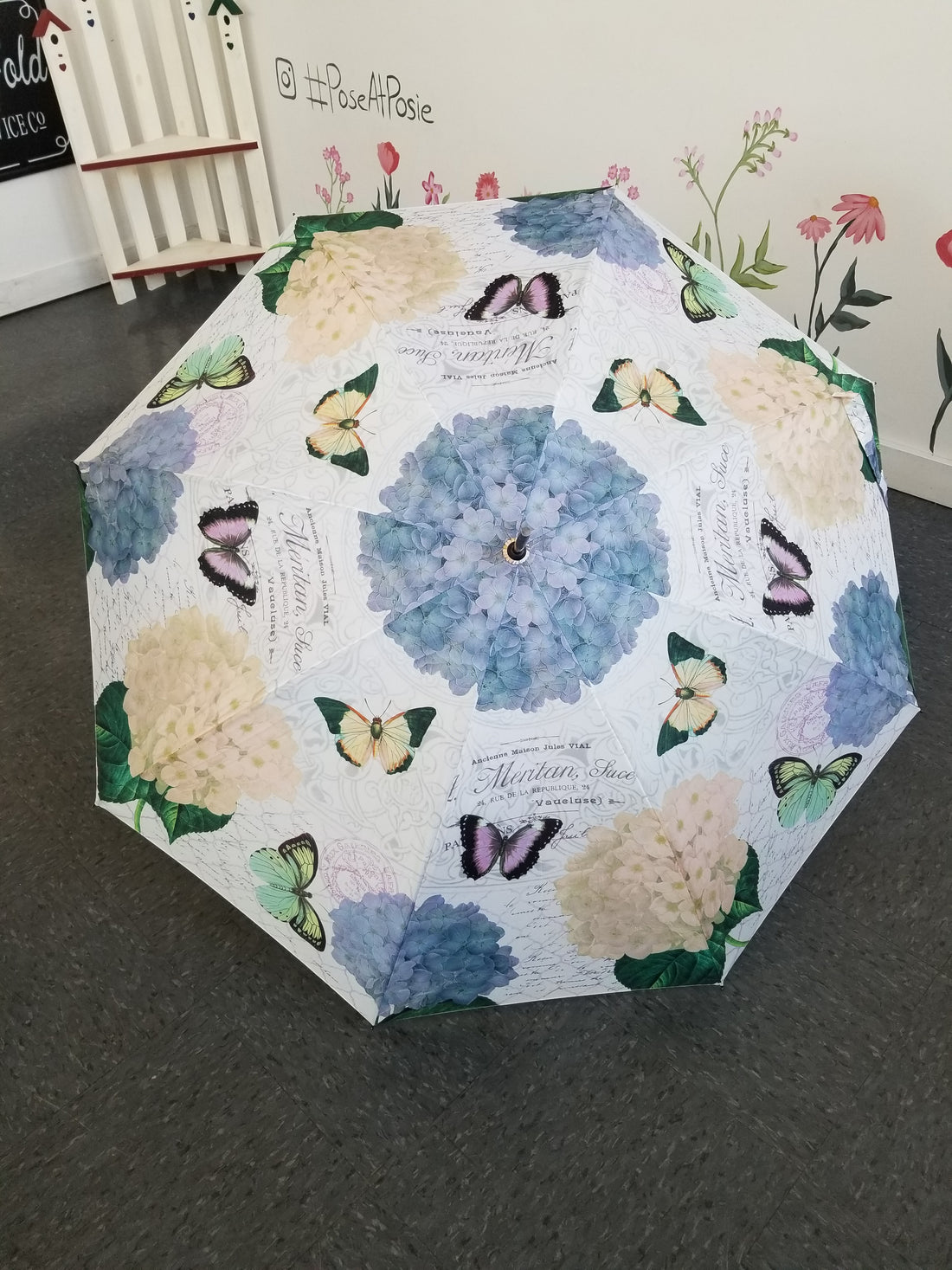 Modern Vintage Butterflies + Floral Umbrella