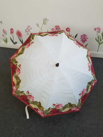 Red + Pink Floral Umbrella