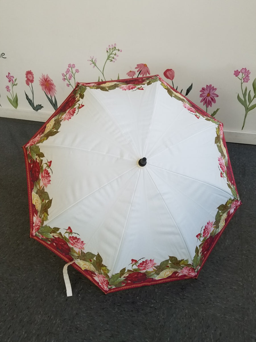 Red + Pink Floral Umbrella