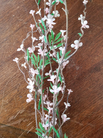 Tiny White + Pink Flower Branch