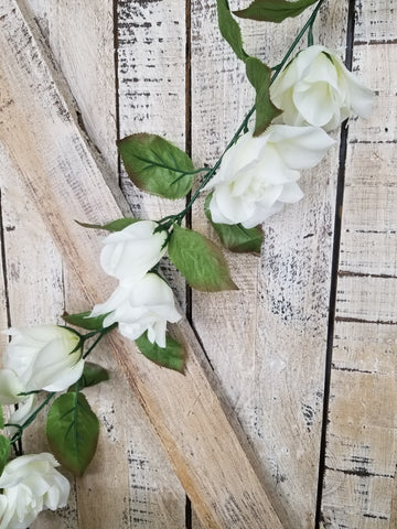 6' White Rose Garland