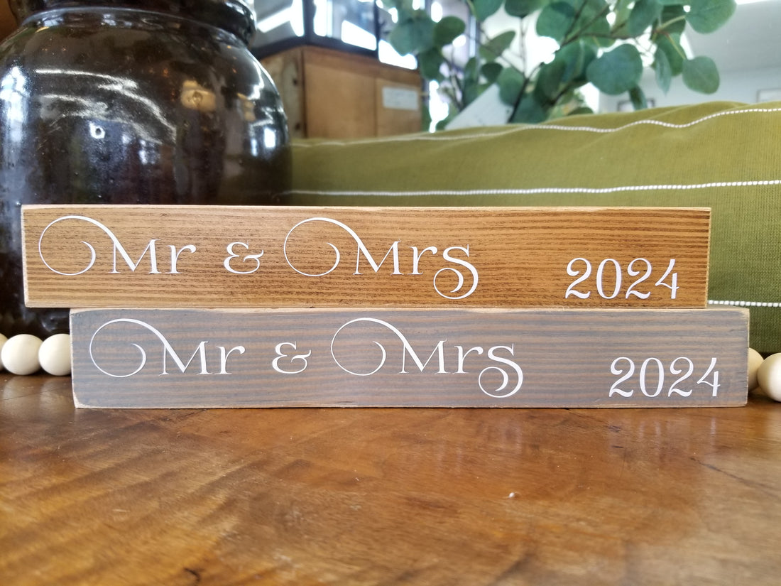 Mr + Mrs Est 2024 Block Sign