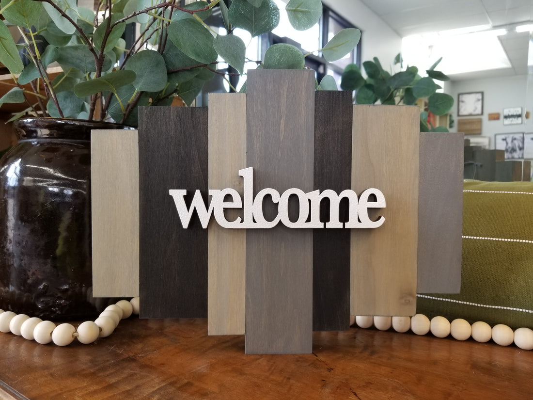 Sound Wave Wooden Sign - Welcome