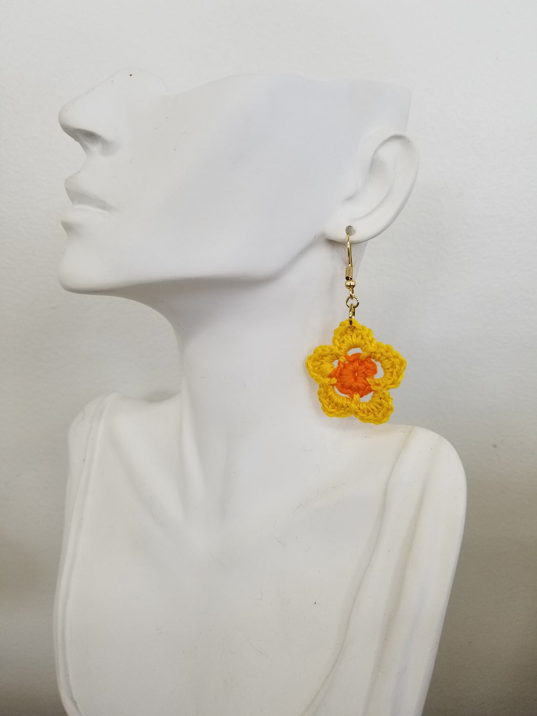 Yellow & Orange Flower Crochet Earrings