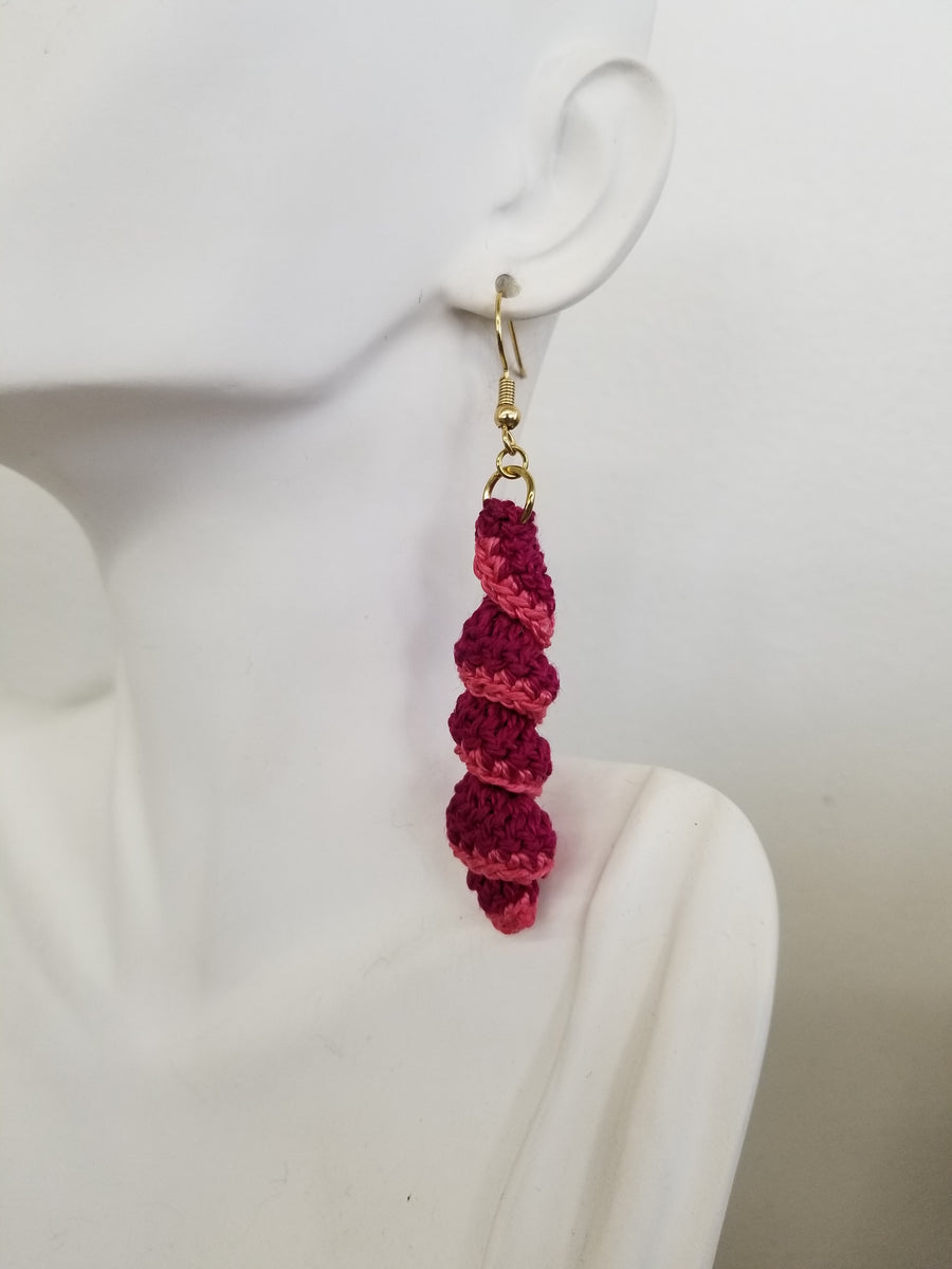 Purple & Pink Spiral Crochet Earrings