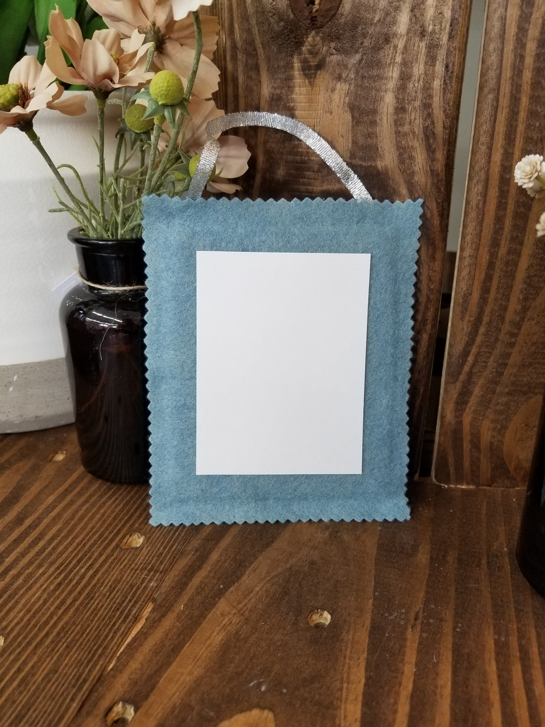 Hanging Vintage Postcard Reproduction - For Your Birthday Blue Flowers
