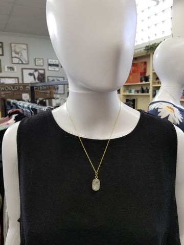 Gold Marbled Gray Stone Necklace