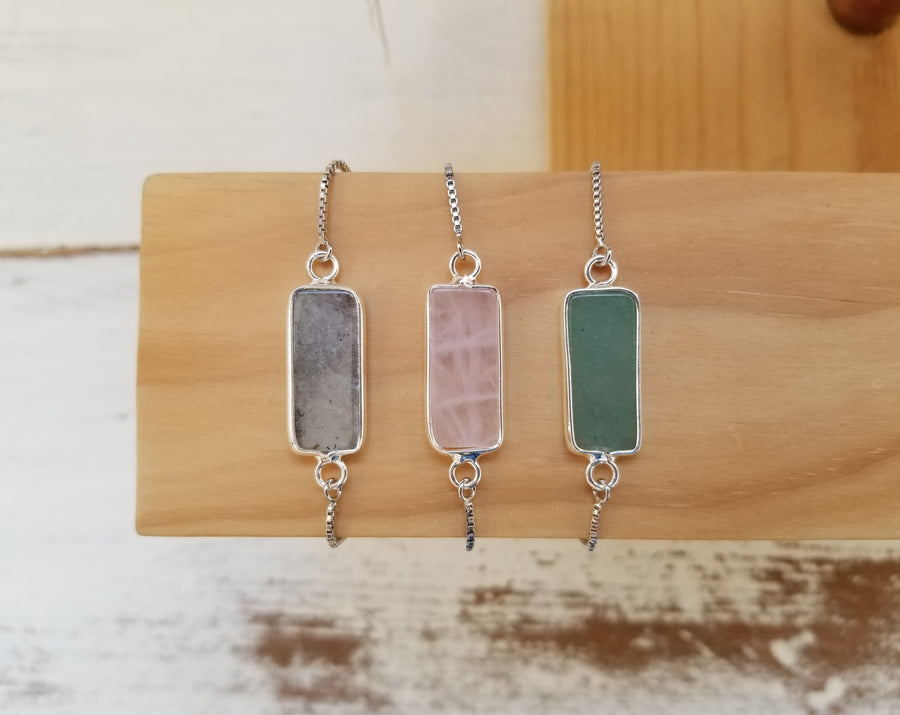 Silver Slider Bracelet - Choose Gem