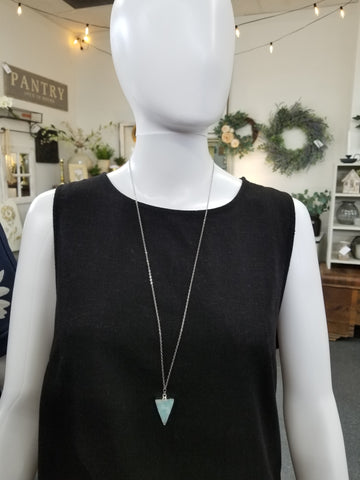 Silver Light Blue Triangle Druzy Necklace