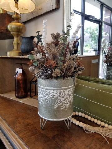 Pheasant + Guinea Fowl Arrangement - Raised Tin