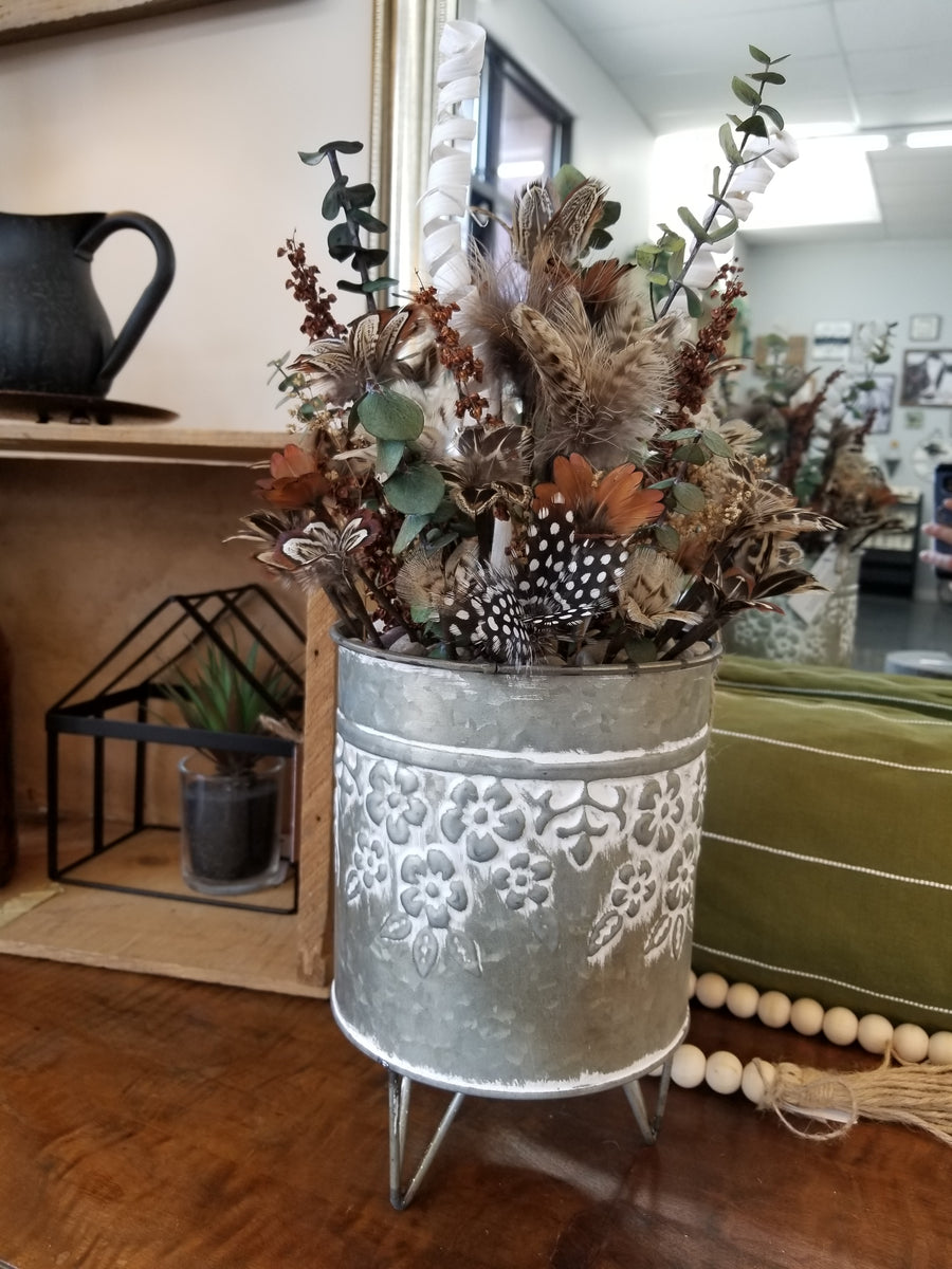 Pheasant + Guinea Fowl Arrangement - Raised Tin