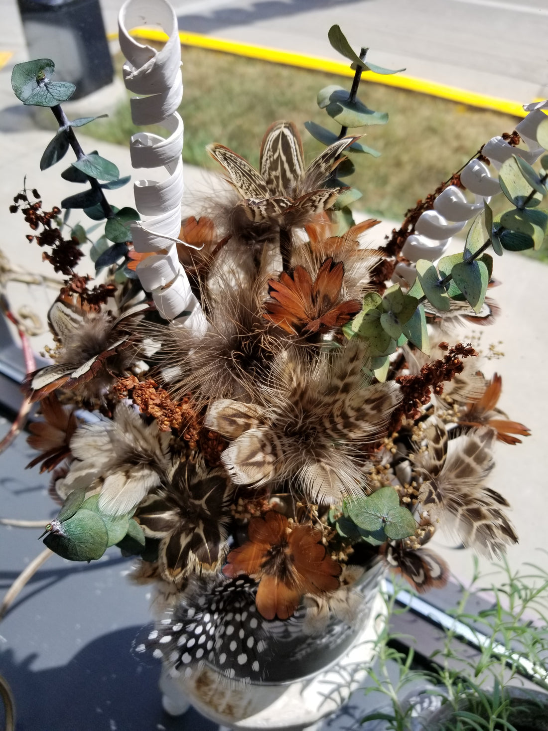 Pheasant + Guinea Fowl Arrangement - Raised Tin