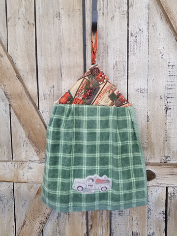 Green Pumpkin Patch Truck Kitchen Towel