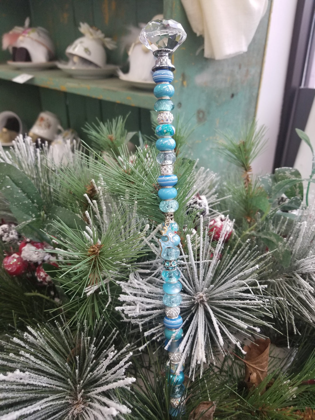 Beaded Garden Pick - Winter Blues