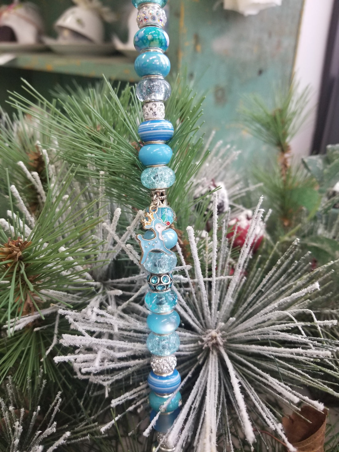 Beaded Garden Pick - Winter Blues