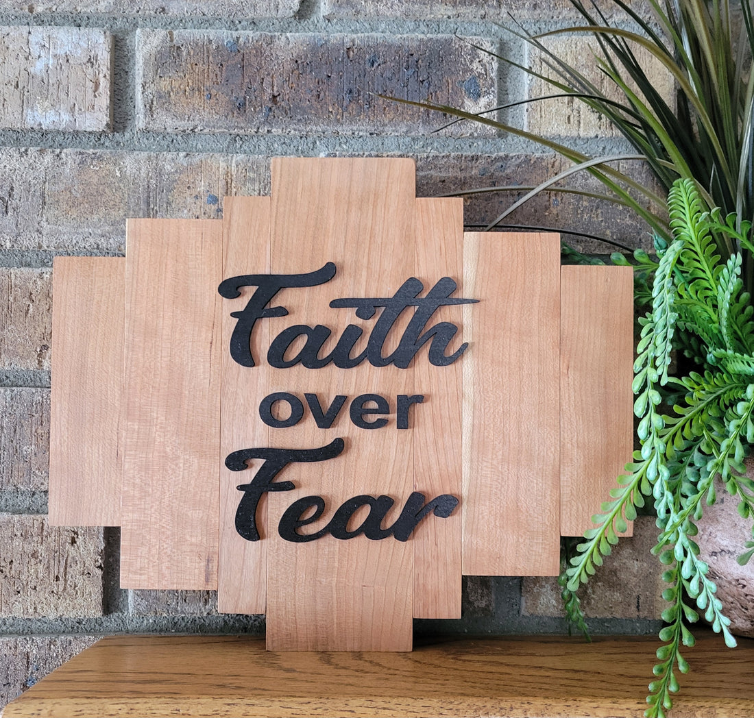 Sound Wave Wooden Sign - Faith Over Fear