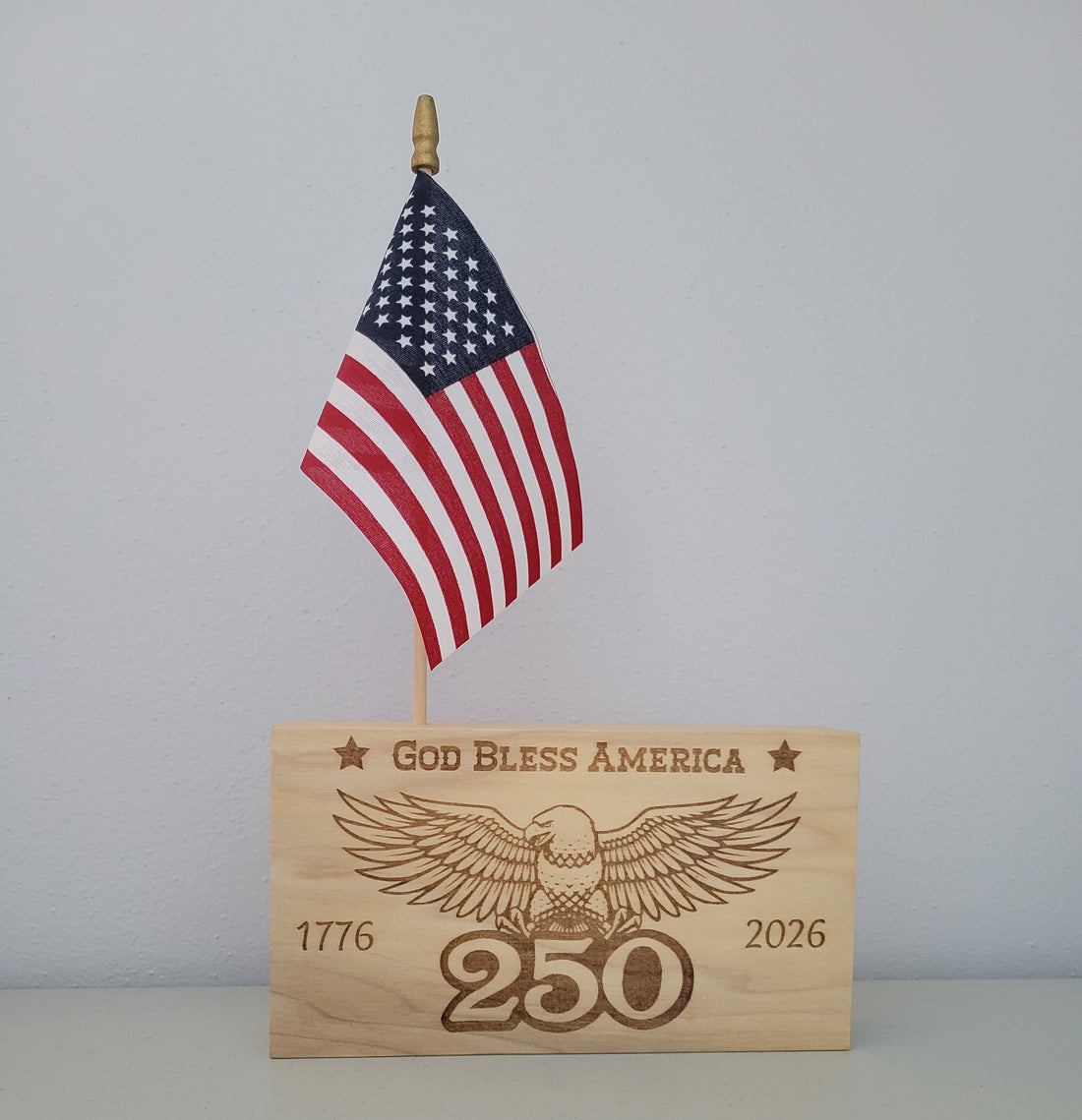 God Bless America Block Sign + Flag