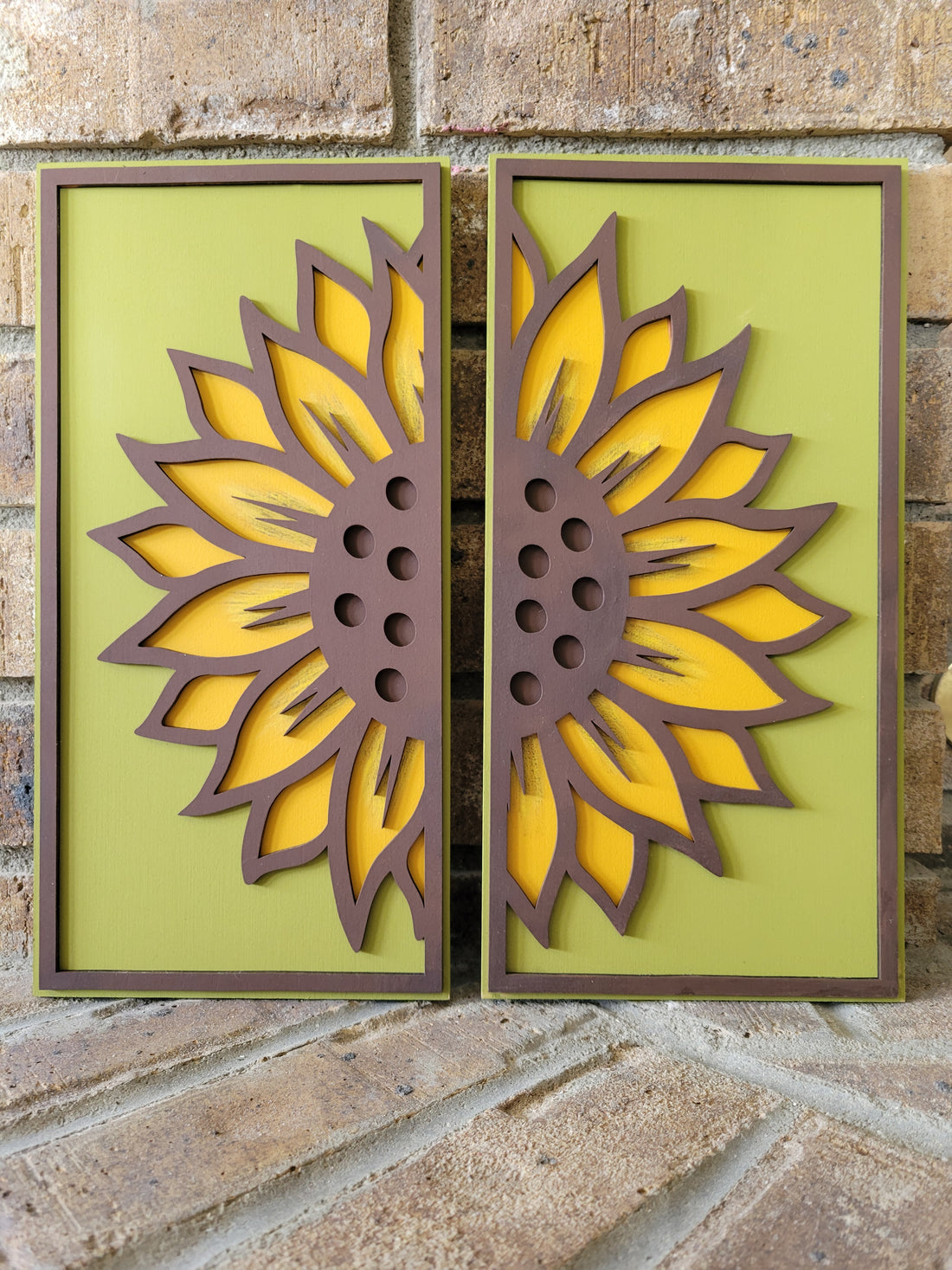 2 Panel Sunflower Wooden Laser Sign