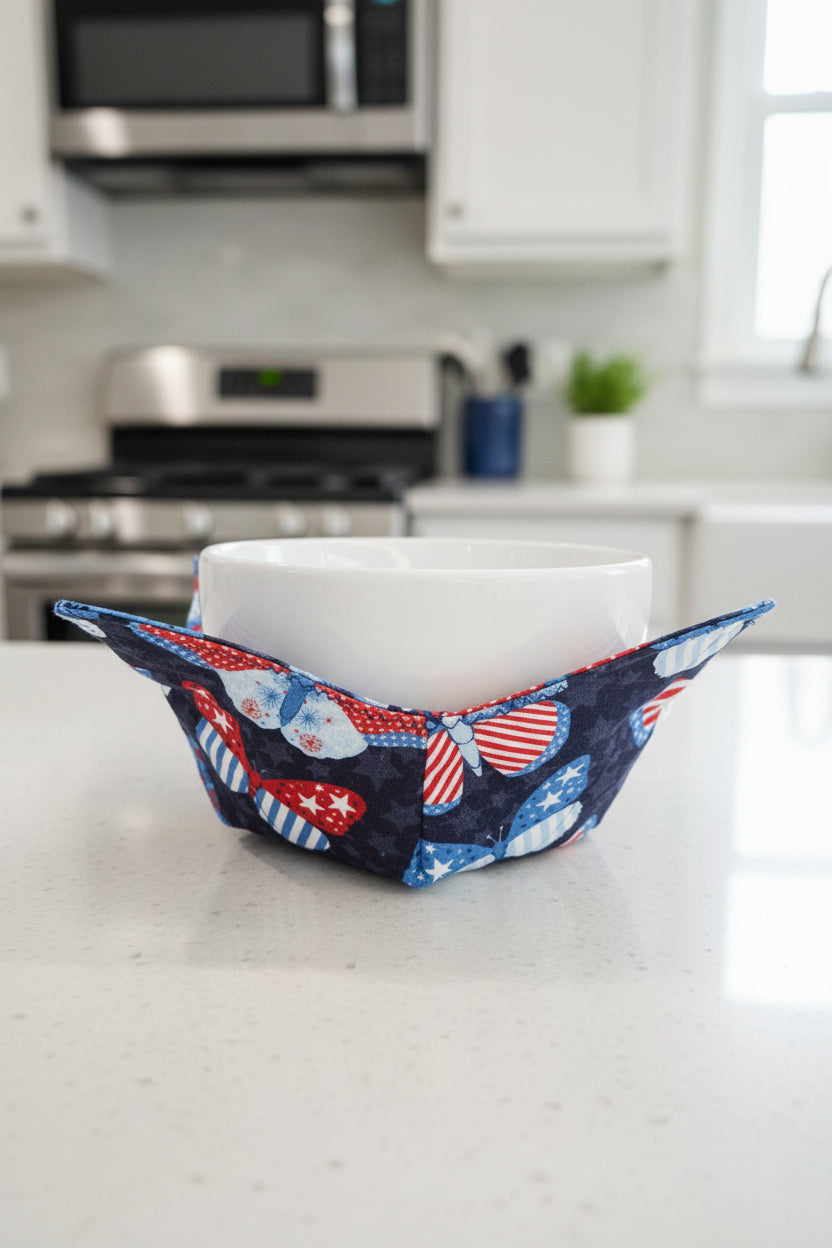 Patriotic Butterflies Bowl Cozy