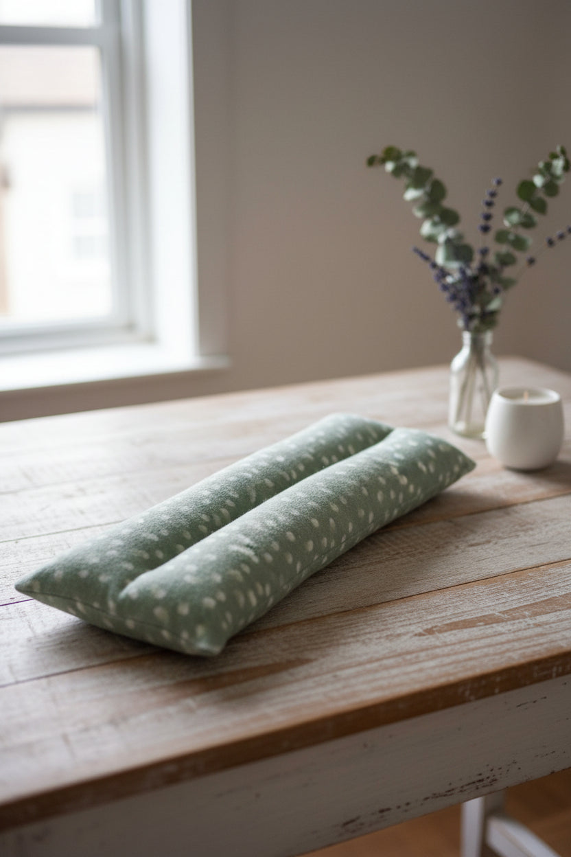 Sage + White Polka Dots Rice Bag Heating Pad